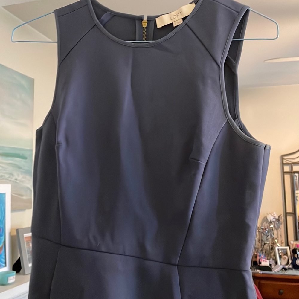 Dusty blue sheath dress, stretchy comfortable Material. Like new!